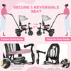Kids Tricycle, 4 in 1 Foldable Trike with Reversible Seat, Adjustable Parent Handle, Safety Harness, Wheel Brakes, Removable Canopy, Storage, Tricycle for Toddlers 1-5 Years, Gray