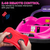 12V Kids Bumper Car Twins Motor with Parent Remote Control, Safety Belt, Lights, 360° Rotation, Pink