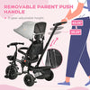 Kids Tricycle, 4 in 1 Foldable Trike with Reversible Seat, Adjustable Parent Handle, Safety Harness, Wheel Brakes, Removable Canopy, Storage, Tricycle for Toddlers 1-5 Years, Gray