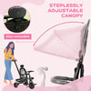 Kids Tricycle, 4 in 1 Foldable Trike with Reversible Seat, Adjustable Parent Handle, Safety Harness, Wheel Brakes, Removable Canopy, Storage, Tricycle for Toddlers 1-5 Years, Gray