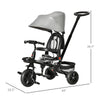 Kids Tricycle, 4 in 1 Foldable Trike with Reversible Seat, Adjustable Parent Handle, Safety Harness, Wheel Brakes, Removable Canopy, Storage, Tricycle for Toddlers 1-5 Years, Gray